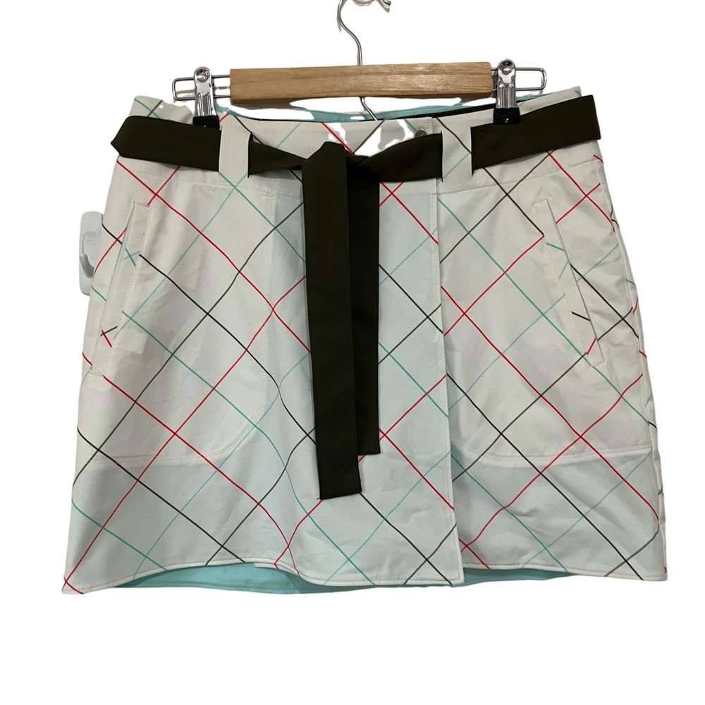 Nike White Red Tie Front Mini Skirt for Casual Wear